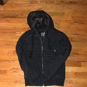 Fox faux fur lined sweatshirt/jacket